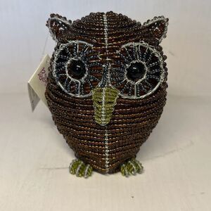 GrassRoots by Beadworx 5" Humor Beaded Twisted Wire Owl Figurine